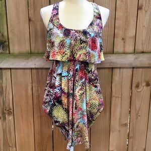 Ali Ro 100% Silk Abstract Draped Dress EUC